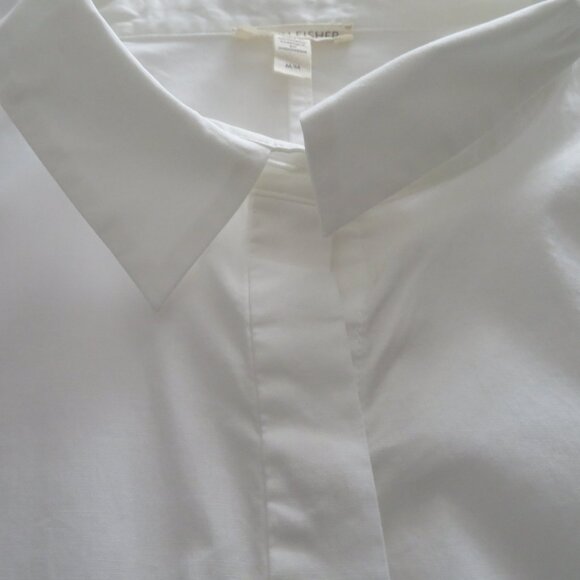 🎉HP🎉Eileen Fisher-Organic Cotton Classic Collar Long Shirt, White, Med., NWOT - Picture 6 of 10